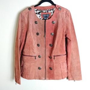 Prosper & Devine Cinnamon Leather Ruffle Jacket